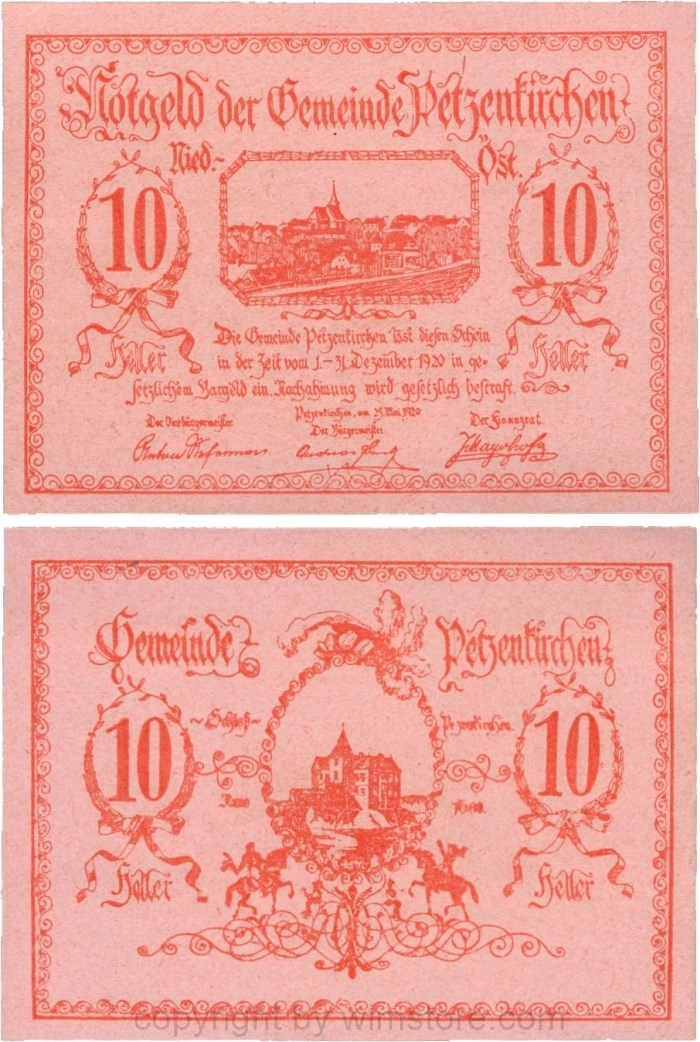 Petzenkirchen, G0740a, Gemeinde, 10 Heller; 1