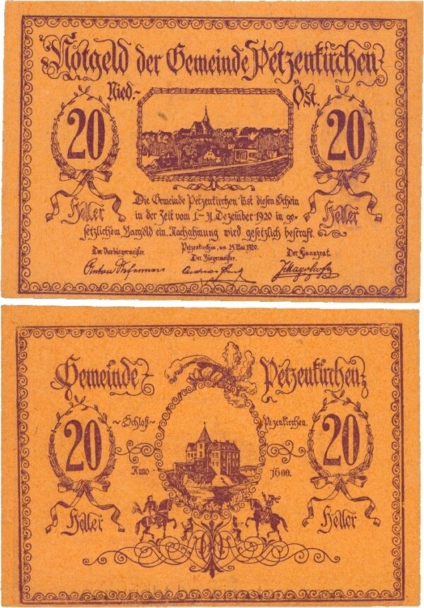 sn110311 Petzenkirchen, G0740a, Gemeinde, 20 Heller; 1-