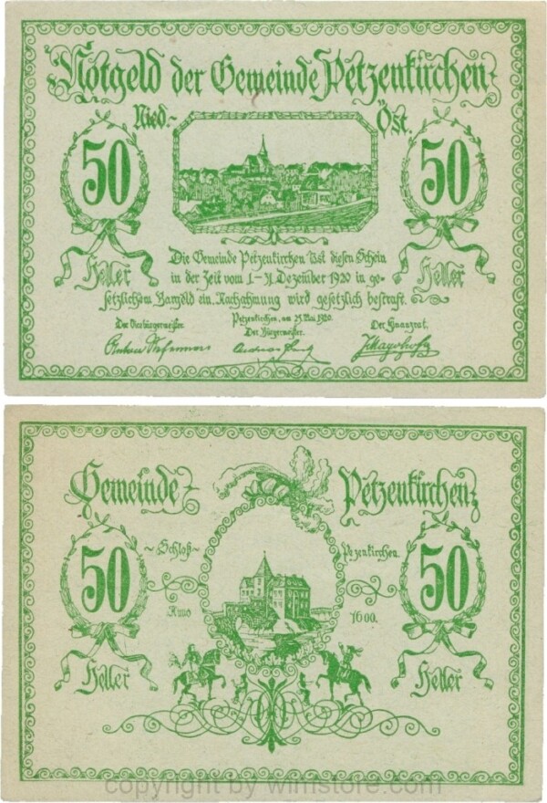 sn110312 Petzenkirchen, G0740a, Gemeinde, 50 Heller; 1-
