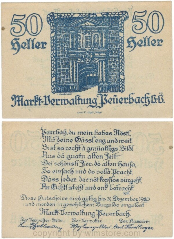 Peuerbach Markt-Verwaltung, P0742.1, 50 Heller; 1-