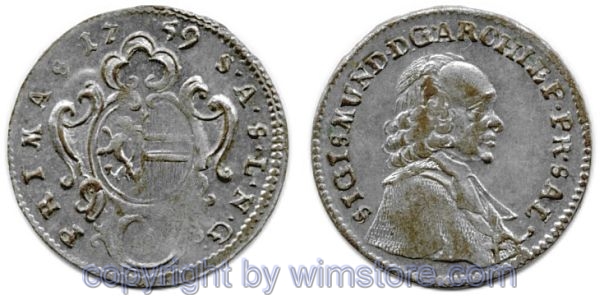 Salzburg 1752 - 1771, Sigismund III., Graf von Schrattenbach, Portraitkreuzer 1759, Pr. 2366, Silber, vz
