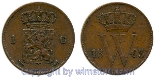 Niederlande, 1 Cent 1863, KM 100, Kupfer, ss