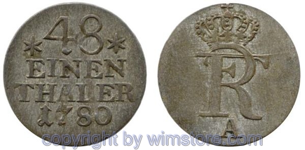 Preussen, 1/48 Taler 1780, C 12a, Billon, -ss