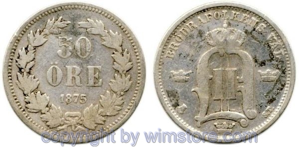Schweden, 50 Öre 1875, KM 740 (519), Silber, s, fleckig