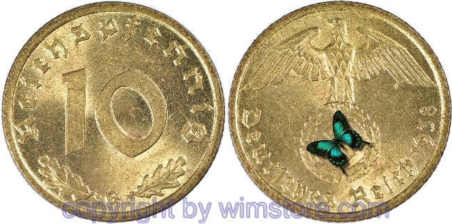 3. Reich, 10 Reichspfennig 1938 G, KM 92, Ku/Alu, -st