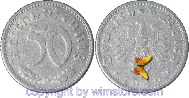 3. Reich, 50 Reichspfennig 1940 D, KM 96, Aluminium, ss