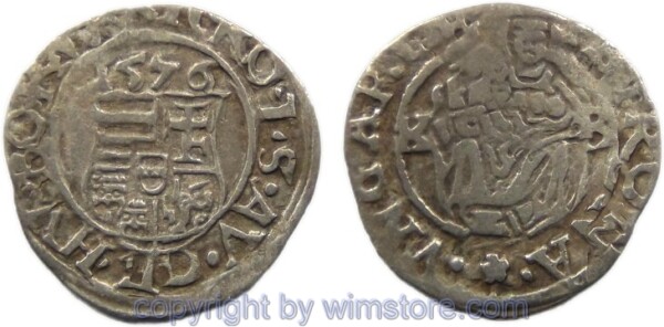 Maximilian II., Denar 1576 KB, Hus 993, Silber, -ss