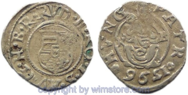 Rudolf II. 1576 - 1612, Denar 1596 KB, Hus 1059, Silber, ss