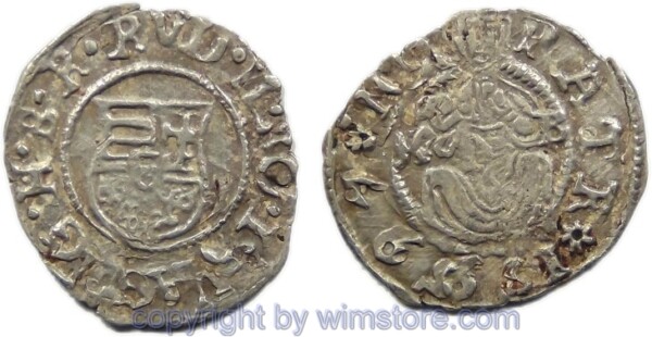Rudolf II. 1576 - 1612, Denar 1597 KB, Hus 1059, Silber, ss