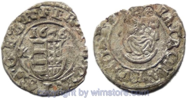 Ferdinand II. 1619 - 1637, Denar 1626 KB, Hus 1204, Silber, s-ss
