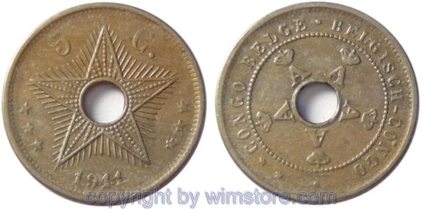 Belgisch Kongo, 5 Centimes 1911, KM 17, Ku/Ni, ss