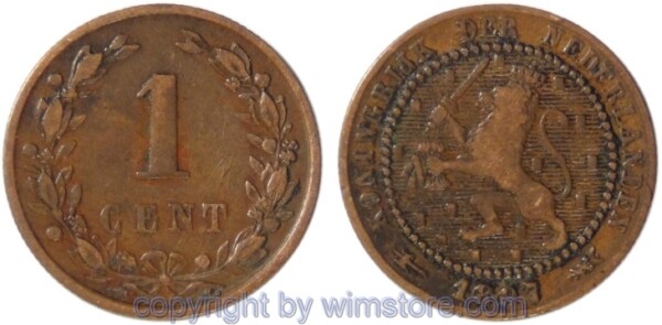 v28212 Niederlande, 1 Cent 1897, KM 107, Bronze, s