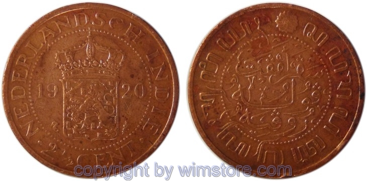 Niederländisch Ostindien, 2 1/2 Cents 1920, KM 316, Bronze, ss, Rsn., aufgehellt