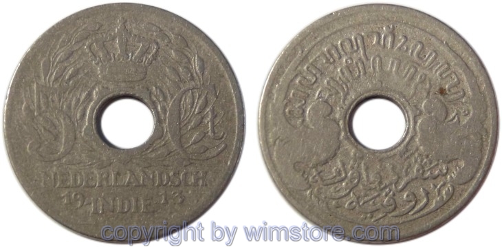 Niederländisch Ostindien, 5 Cents 1913, KM 313, Ku/Ni, ss