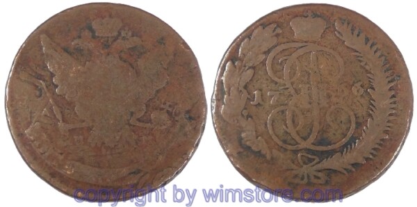 Russland, 5 Kopeken 1766 MM, C 59.6, Kupfer, -s