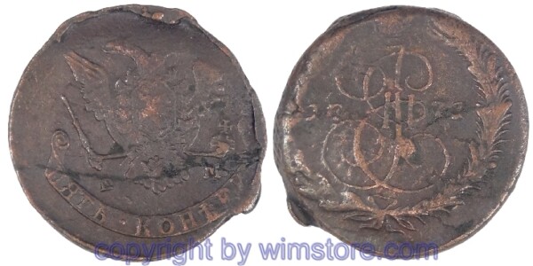Russland, 5 Kopeken 1771 EM, C 59.3, Kupfer, s-ss