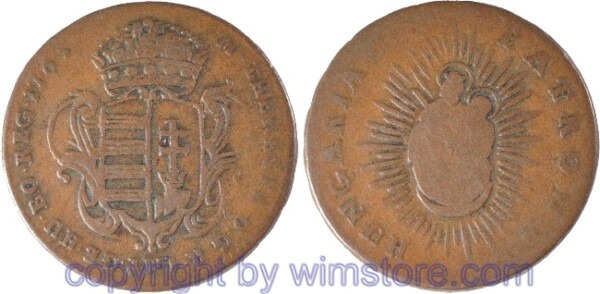 Maria Theresia, 1 Denar 1765, Kremnitz, Her 1697, Kupfer, s