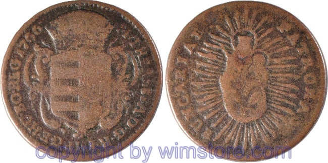 Maria Theresia, 1 Denar 1766, Kremnitz, Her 1698, Kupfer, s