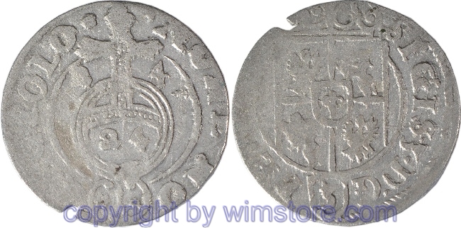 Polen 1587 - 1632, Dreipölker 1624 mit offenem Sas Schild, Reichsapfel mit dreifacher Linie, Gumowski 974 Silber, ss