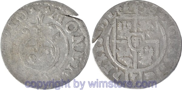 Polen 1587 - 1632, Dreipölker 1624 mit offenem Sas Schild, Reichsapfel mit dreifacher Linie, Gumowski 974 Silber, ss, Schrötlingsriß