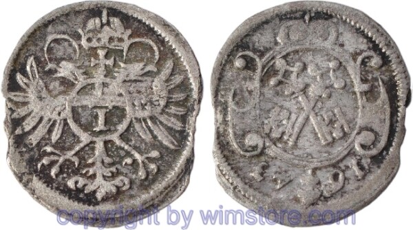 Regensburg, 1 Kreuzer 1643, KM 93, Billon, ss, Knickspur