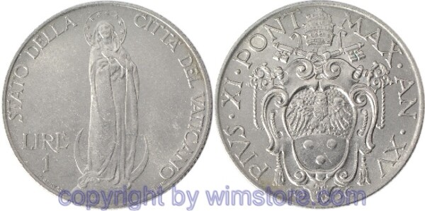 Vatikan, 1 Lira 1936, KM 5, Nickel, vz