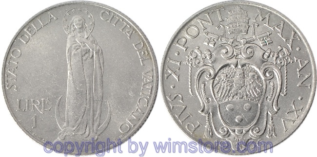 Vatikan, 1 Lira 1936, KM 5, Nickel, vz