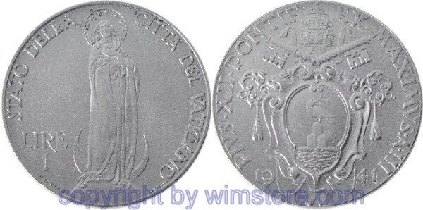 Vatikan, 1 Lira 1941, KM 26a, Stahl, st