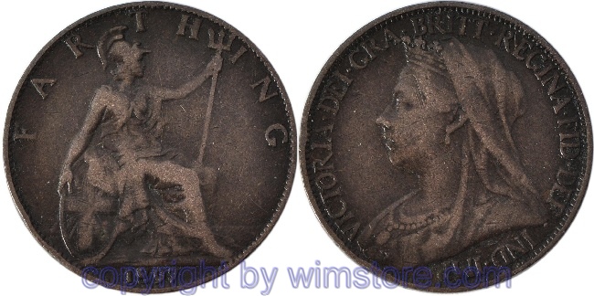 Großbritannien, Farthing 1897, KM 788, Bronze, -ss