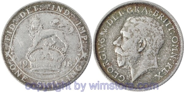 Großbritannien, 1 Shilling 1918, KM 816, Silber, ss