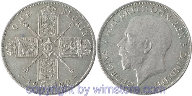Großbritannien, Florin (Two Shillings) 1922, KM 817a, Silber, ss-vz