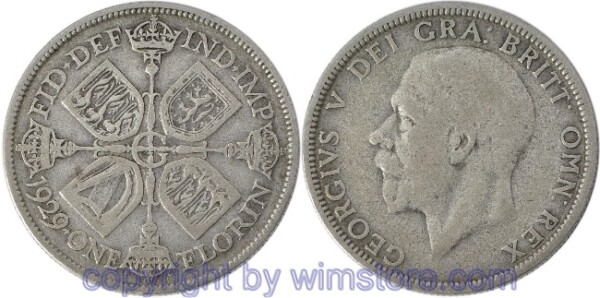 Großbritannien, Florin (Two Shillings) 1929, KM 834, Silber, -ss