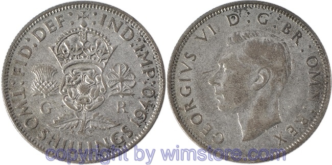 Großbritannien, Florin (Two Shillings) 1940, KM 855, Silber, ss