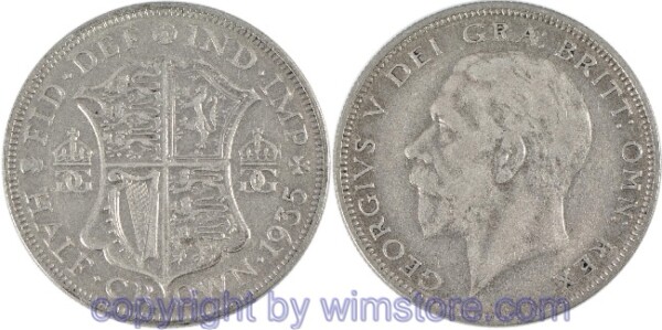 Großbritannien, 1/2 Crown 1935, KM 835, Silber, ss