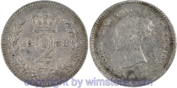 Großbritannien, 2 Pence 1838, KM 729, Silber, ss