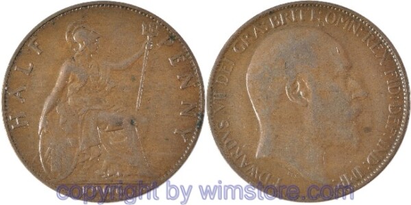 Großbritannien, 1/2 Penny 1906, KM 793.2, Bronze, ss