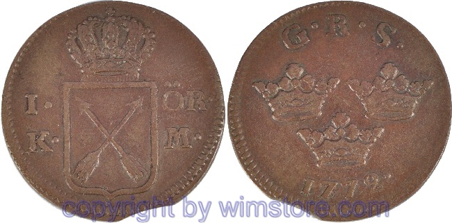 Schweden, 1 Öre 1772, KM 512.1, Kupfer, ss, Zainende