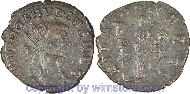 Claudius II. Gothicus 268 - 270, Antoninian, IMP C CLAVDIVS AVG // FIDES EXERCI, AE, s-ss