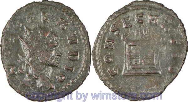 Claudius II. Gothicus 268 - 270 posthum, Antoninian, DIVO CLAVDIO // CONSECRATIO, Brennender Altar, AE, s-ss