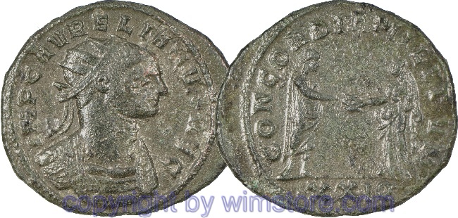 Aurelianus 270 - 275, Antoninian, IMP C AURELIANVS AVG // CONCORDIA MILITVM / XXIQ, AE, ss
