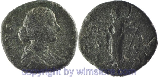Faustina Filia † 175 n.Chr., Sesterz, 30 mm, 17,69 g, FAVSTINA AVGVSTA // LAETITIA (Fragmente lesbar), SC, AE, s