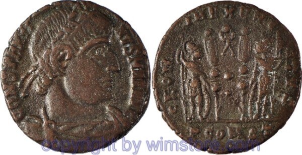 Constantinus I. Magnus 306 - 337, Arelate, Follis, 16,6 mm, 2,26 g, CONSTANTINVS MAX AVG // GLORIA EXERCITVS / PCONST, AE, ss