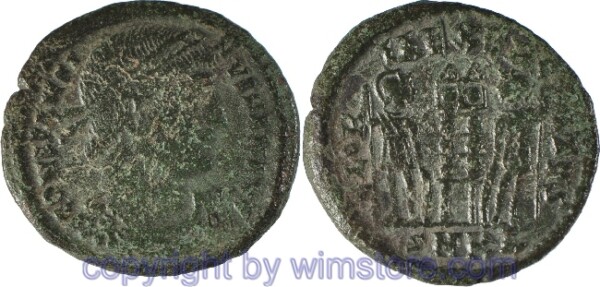 v30543 Constantinus I. Magnus 306 - 337, Cyzicus, Follis, 18,2 mm, 2,35 g, CONSTANTINVS MAX AVG // GLORIA EXERCITVS / SMKA, AE, -ss