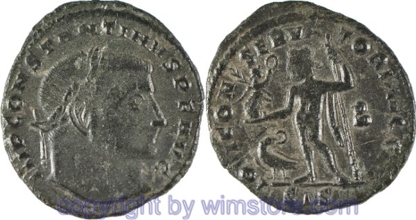 v30565 Constantinus I. Magnus 306 - 337, Siscia, Follis, 23,1 mm, 3,53 g, IMP CONSTANTINVS P F AVG // IOVI CONSERVATORI AVGG NN / SIS, AE, -ss