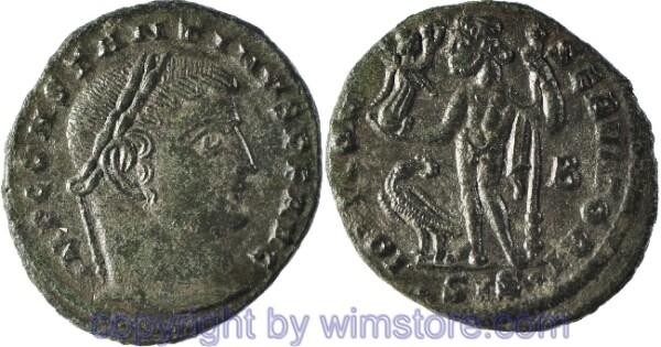 v30567 Constantinus I. Magnus 306 - 337, Siscia, Follis, 22 mm, 3,36 g, IMP CONSTANTINVS P F AVG // IOVI CONSERVATORI / •SIS•, AE, ss