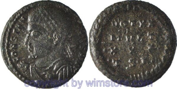 Constantinus I. Magnus 306 - 337, Thessalonica, Follis, 18,5 mm, 3,04 g, CONSTANTINVS AVG // Kranz mit Inschrift / •TS•Г•, AE, -ss