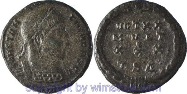 v30576 Constantinus I. Magnus 306 - 337, Thessalonica, Follis, 18,6 mm, 2,83 g, CONSTANTINVS AVG // Kranz mit Inschrift / TS•Δ, AE, -ss