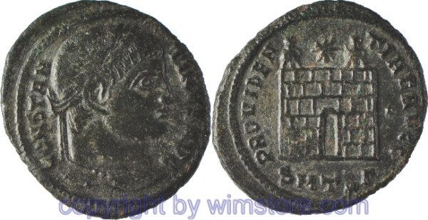Constantinus I. Magnus 306 - 337, Thessalonica, Follis, 18,6 mm, 2,83 g, CONSTANTINVS AVG // PROVIDENTIAE AVGG / SMTSГ, AE, ss