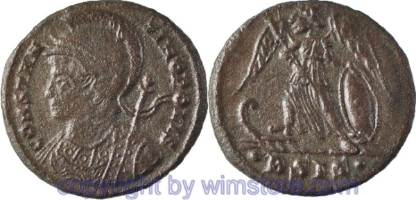 Constantinus I. Magnus 306 - 337, Städteprägung für Konstantinopel, Siscia, Follis, 18,4 mm, 2,66 g, CONSTANTINOPOLIS // keine Umschrift / •BSIS•, AE, ss