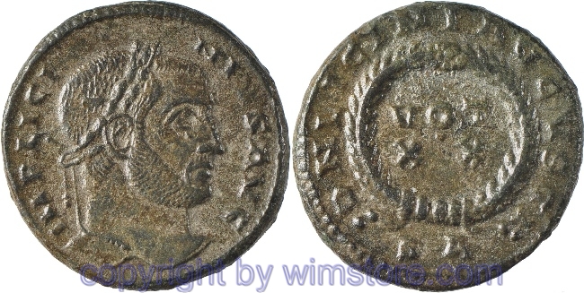 Licinius I. 308 - 324, Arelate, Follis, 18,7 mm, 3,64 g, IMP LICINIVS AVG // DN LICINI AVGVSTI / SA, AE, ss